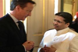 British Prime Minister David Cameron with Dr.Chris Nonis, Sri Lankan High commissioner to the UK 